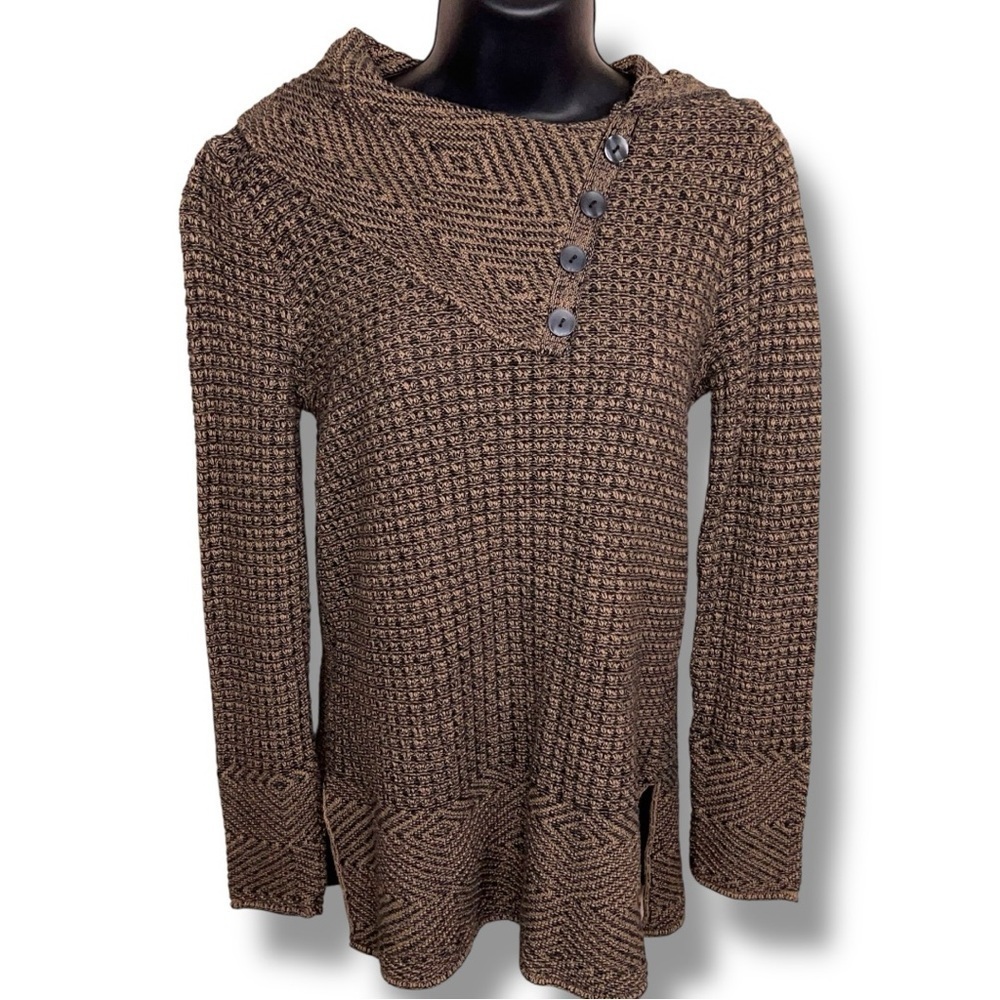 Small Eight Eight Eight Brown Cowl Neck Long Sleeve Sweater Cotton Knit